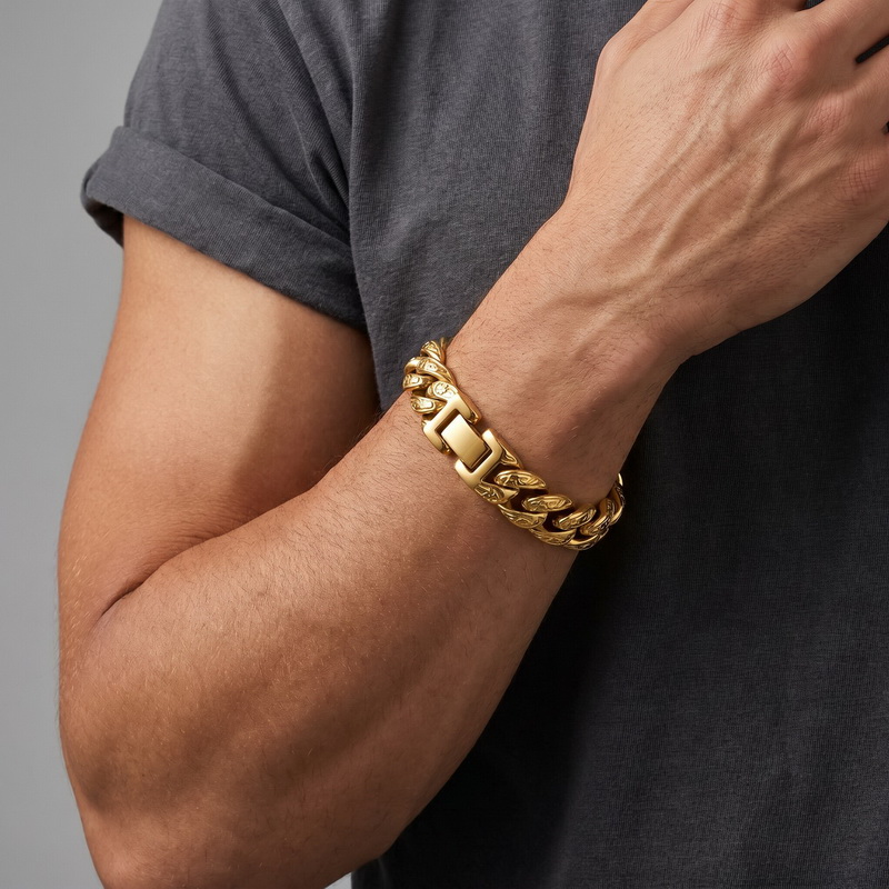 Men'S Accessories Hand Bands - 남성용 팔찌 13MM 와이드 스테인리스 스틸