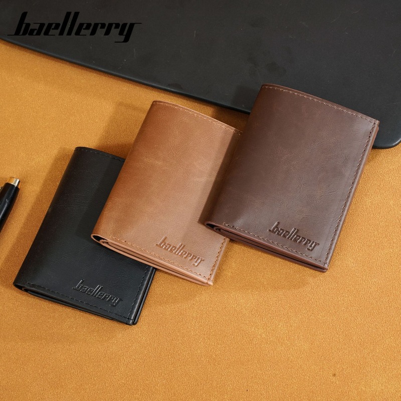 Card Case Minimalist - Baellery 빈티지 PU 가죽 지갑 남성용