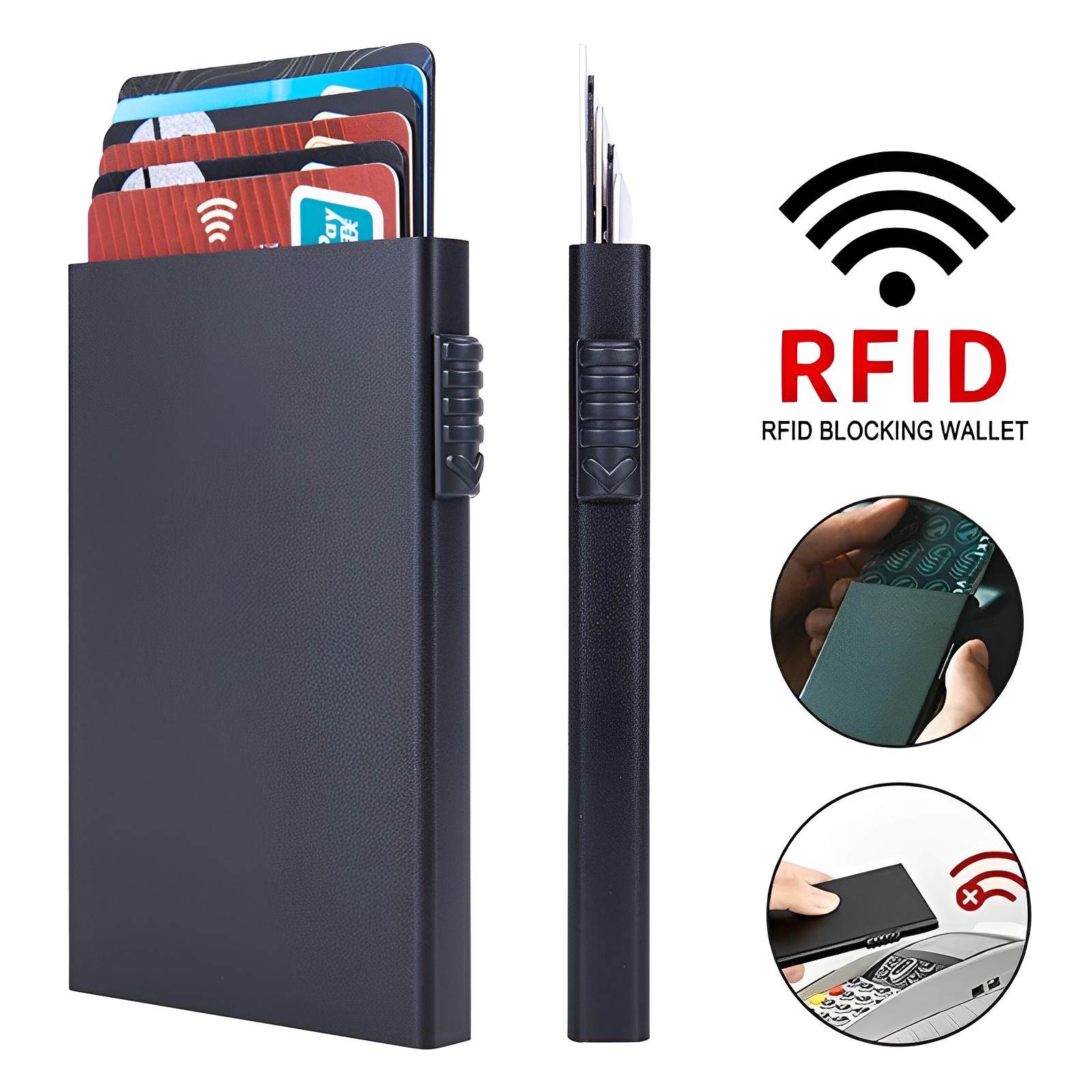 Card Case Minimalist - 남성용 안티-RFID 차단 지갑 - 스마트
