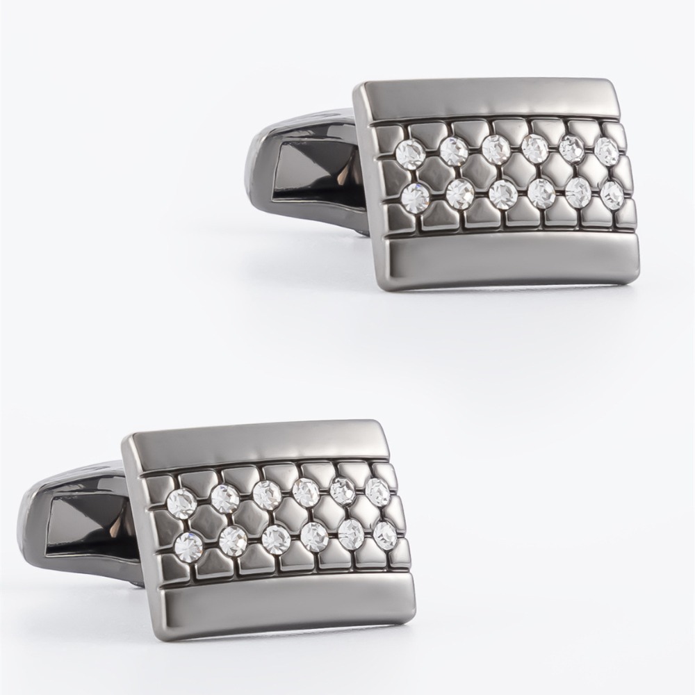 Men Accessories Wholesale - 새로운 건블랙 엠보싱 크리스탈 메탈 커프스