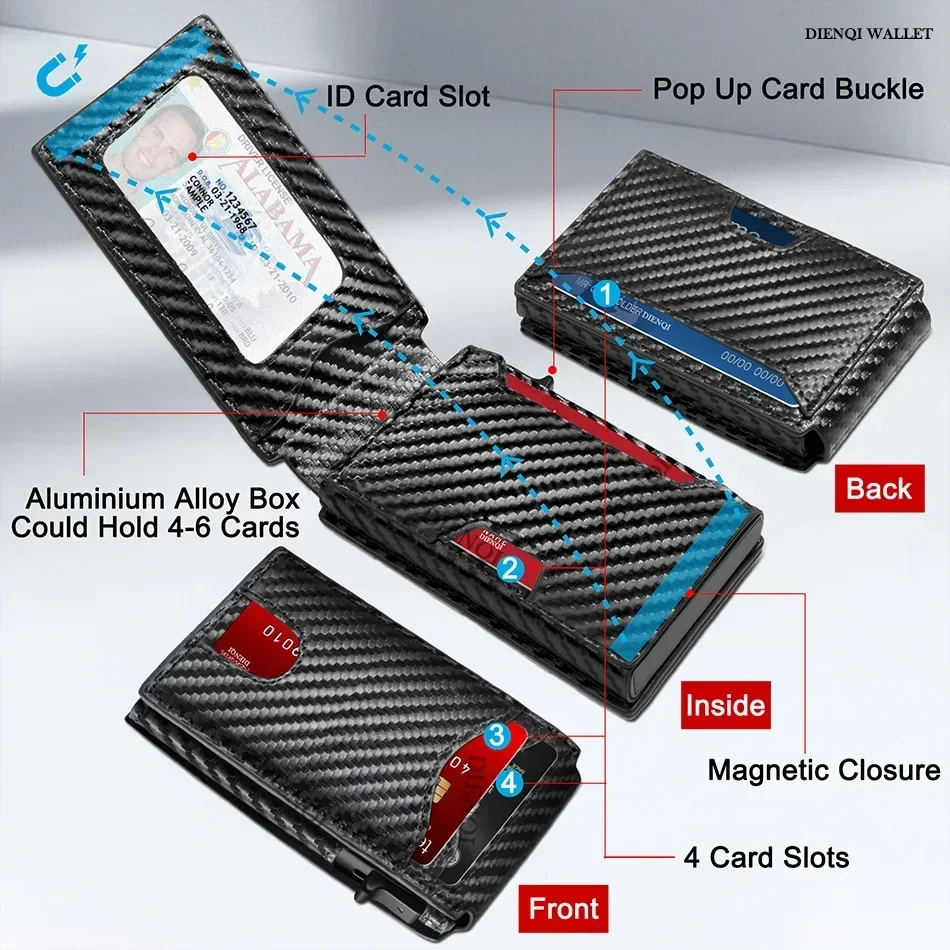 남성용 팝업 머니 클립 지갑 RFID 차단 자동 신용  - Card Case Minimalist 리뷰 및 가격