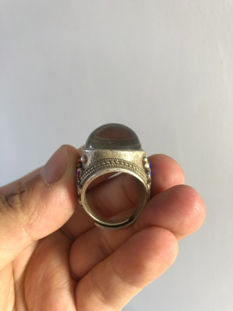 레트로 남성용 스테이트먼트 링, 복원된 옛날 실버 칠보 - Men'S Accessories Hand Bands 리뷰 및 가격