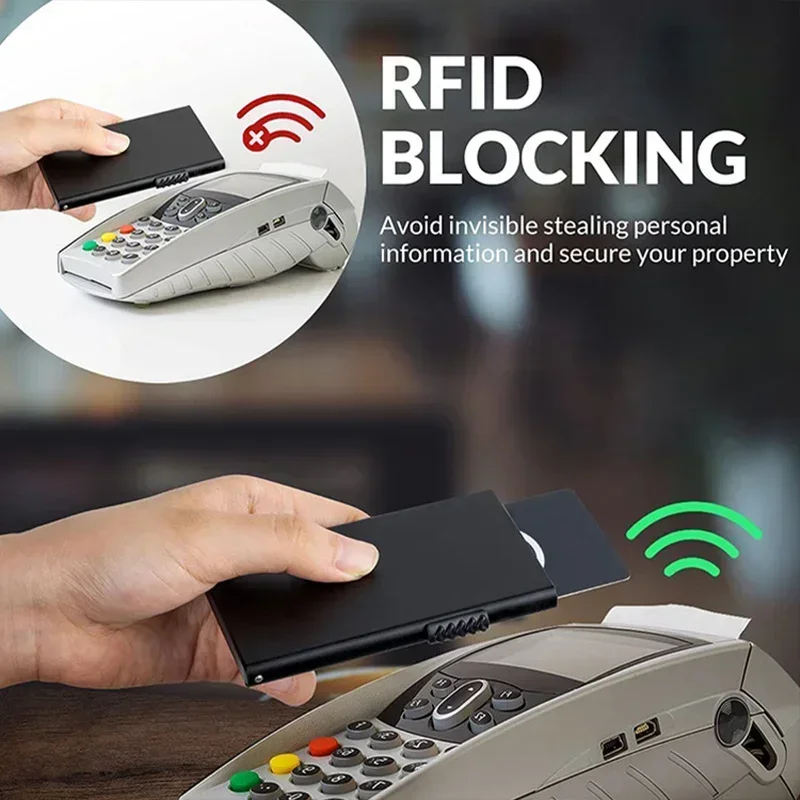 남성용 안티-RFID 차단 지갑 - 스마트 메탈 팝업, - Card Case Minimalist 리뷰 및 가격
