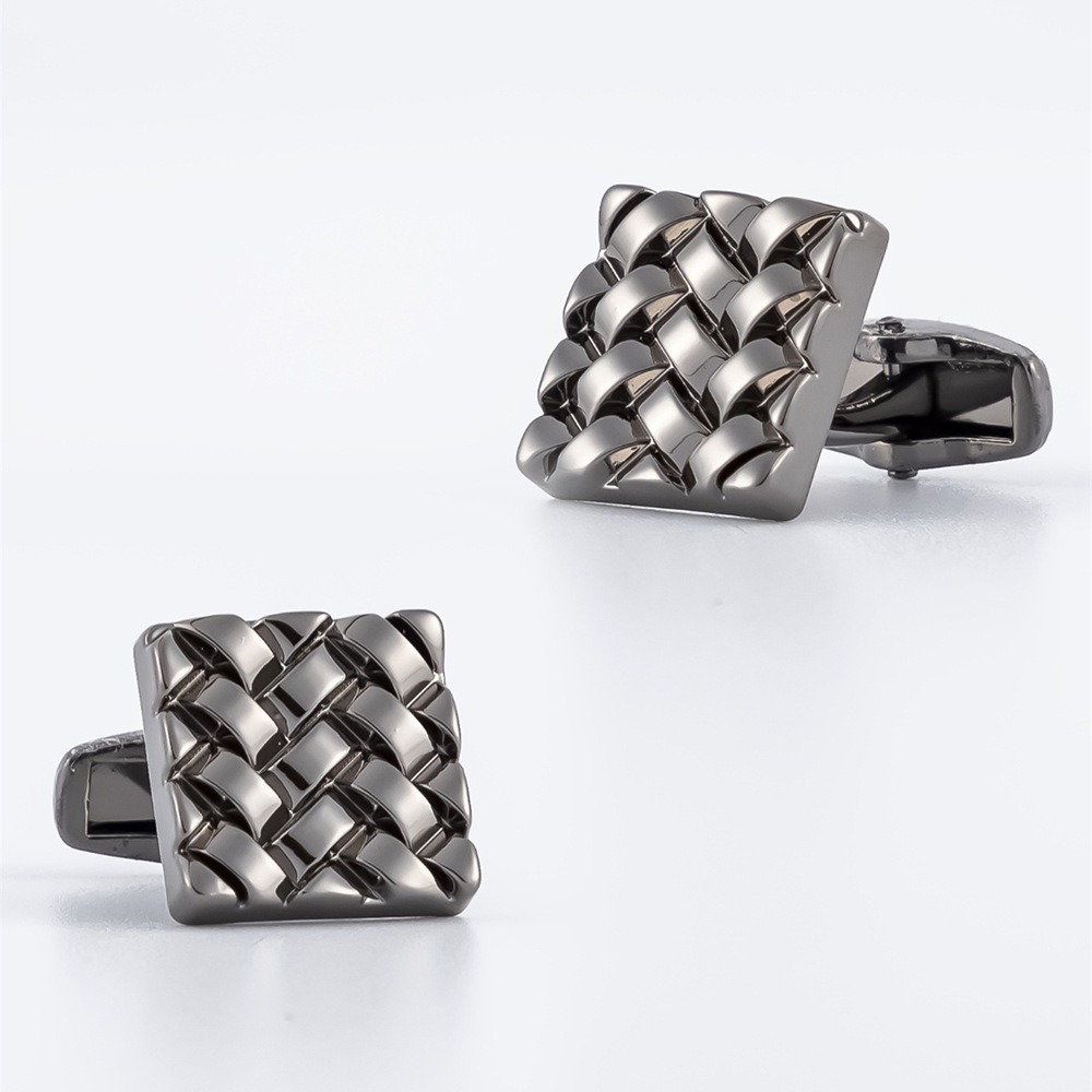 새로운 건블랙 엠보싱 크리스탈 메탈 커프스 단추 한 쌍 - Men Accessories Wholesale 리뷰 및 가격