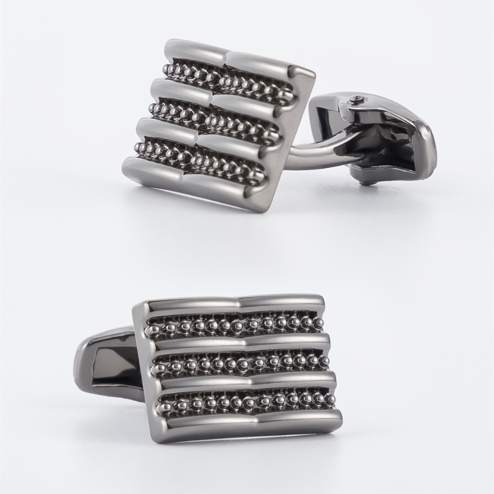 새로운 건블랙 엠보싱 크리스탈 메탈 커프스 단추 한 쌍 - Men Accessories Wholesale 리뷰 및 가격