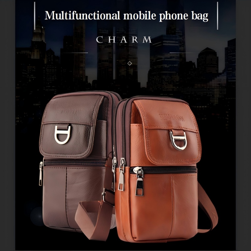 남성용 가죽 허리 가방 - 대용량 휴대폰 벨트 가방 - - Men'S Accessories Backpack 리뷰 및 가격
