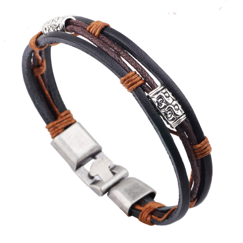 가죽 3 겹 팔찌, 22cm, 남자 여자 손으로 짠 팔 - Men'S Accessories Hand Bands 리뷰 및 가격